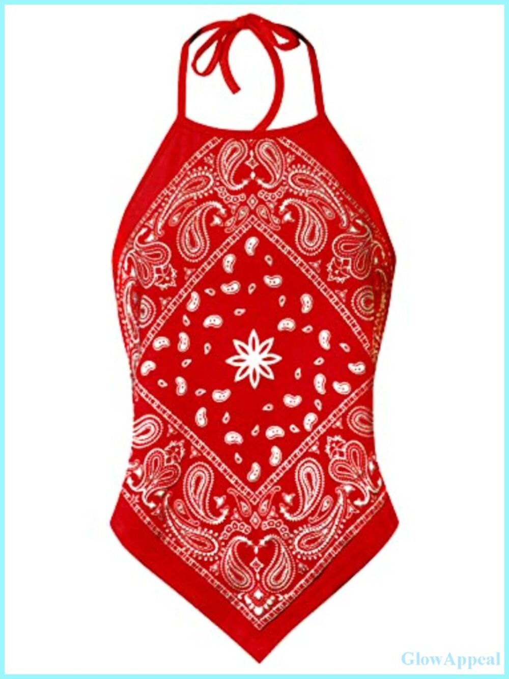 Women's Paisley Bandana Halter Crop Top Y2K Backless Sexy Festival